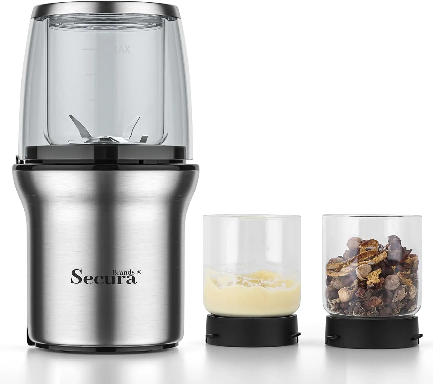 

Electric Coffee Grinder with Two Glass Bowls for Dry & Wet Grinding, 200W