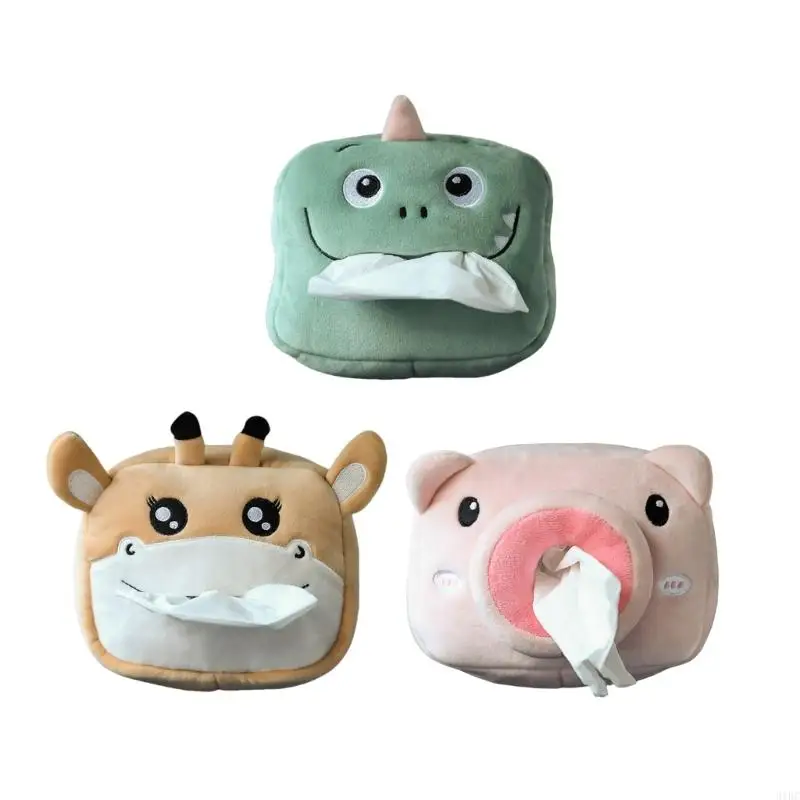 

31BC Car Headrest Tissue Box Auto Back Seats Soft Tissue Dispenser Cartoon Animal Pattern Paper Case Interior Tissue Holder