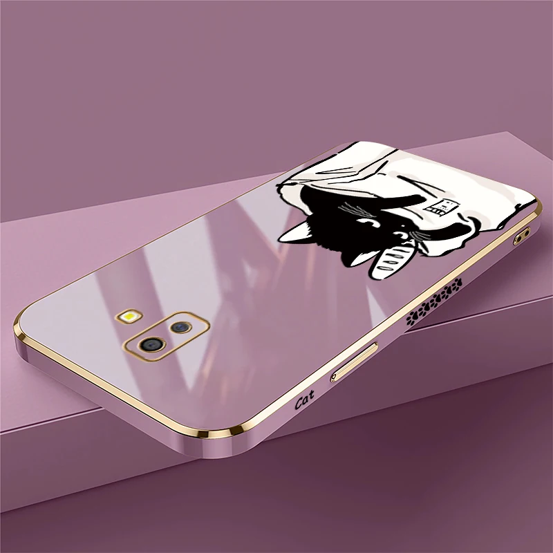 Shockproof Plating Phone Case For Samsung Galaxy J6 Plus 2018 J7 2017 Pro J730 J 7 J5 J4 Prime Cartoon Cat Cute Cover