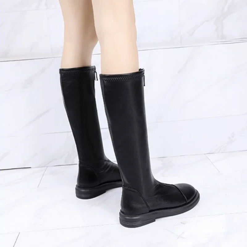 Footwear Long White Shoes For Women Round Toe Ladies Boots Winter Knee High Shaft Elegant With Low Heels On Offer Stylish