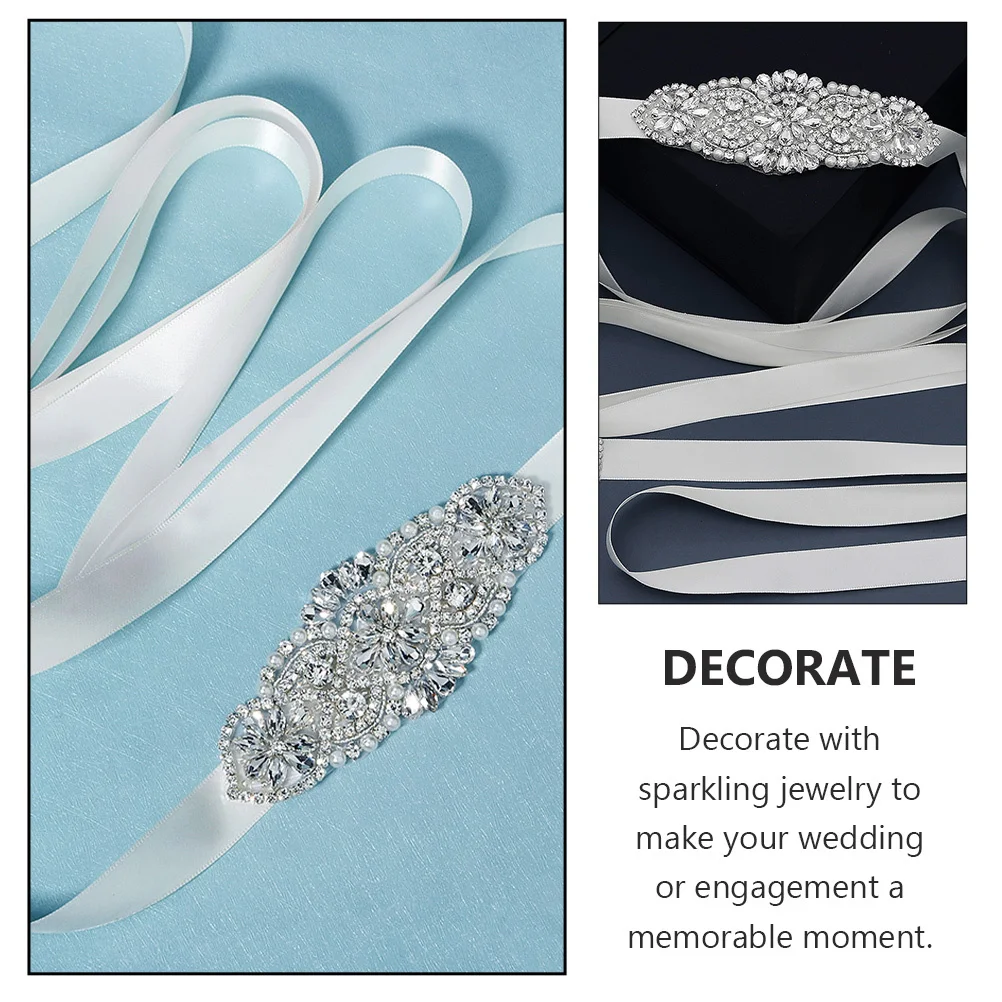 

Retro Pearl Belt Shining Decorated Girdle Dress Rhinestone Waist Band Bride Wedding Sash