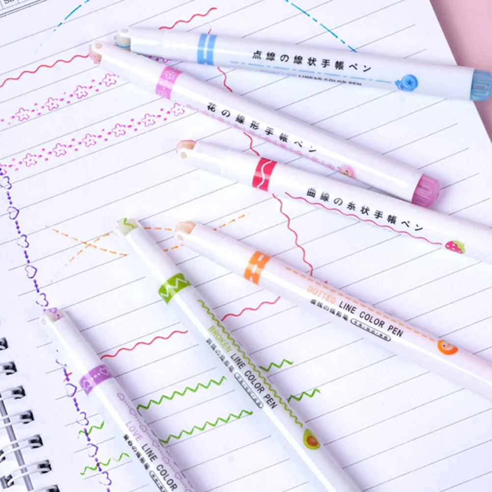 

12Pcs Highlighter Pen Set Vibrant Colors Roller Design Curve Marking Fine Tip Journaling School Office Supplies Art Markers