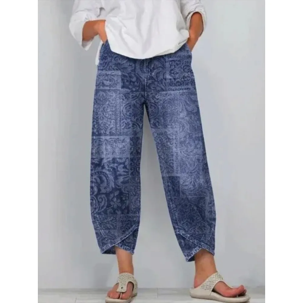 Böhmische Ethnische Tribal-Print Cropped Harem Caprihose Lose Tulpenförmige Wickelhose Knöchellange Freizeithose Baumwolle Streetwear XXS-4XL – Detail 8