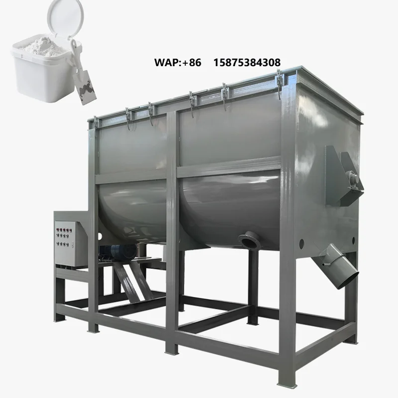 500kg 1 Ton Capacity Polymer Dry Mortar Wall Repair Putty Powder Ribbon Mixer Machine Feed Concrete Horizontal Ribbon Mixers