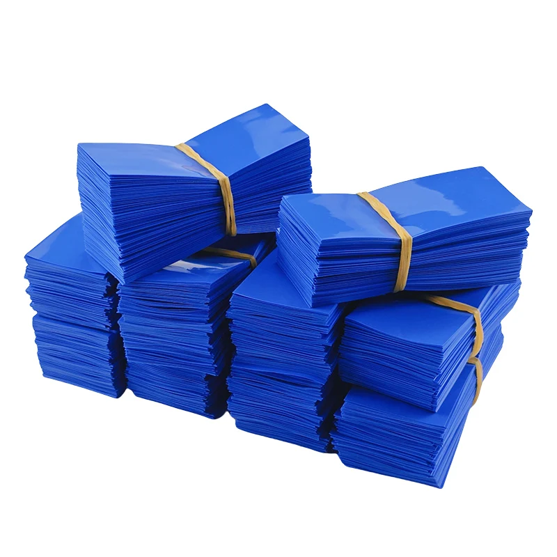 100 pcs/lot Battery Wrap Sleeve Heat Shrink Shrinkable Tube Insulated Battery Skin Blue PVC 21700 Protector Cover Pipe