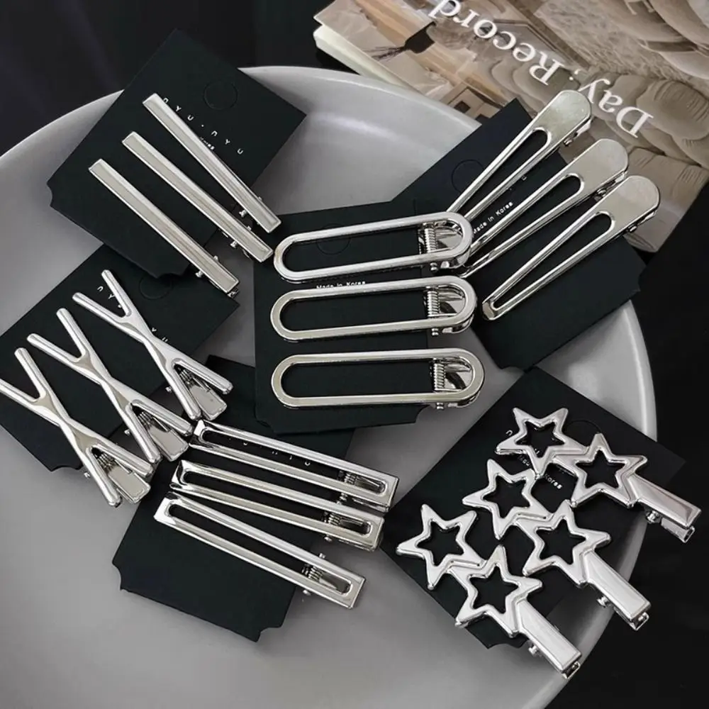 

3pcs/set Fashion Silver Hairpin Metal Elegant Hair Clips Hollow Duckbill Clip Headwear