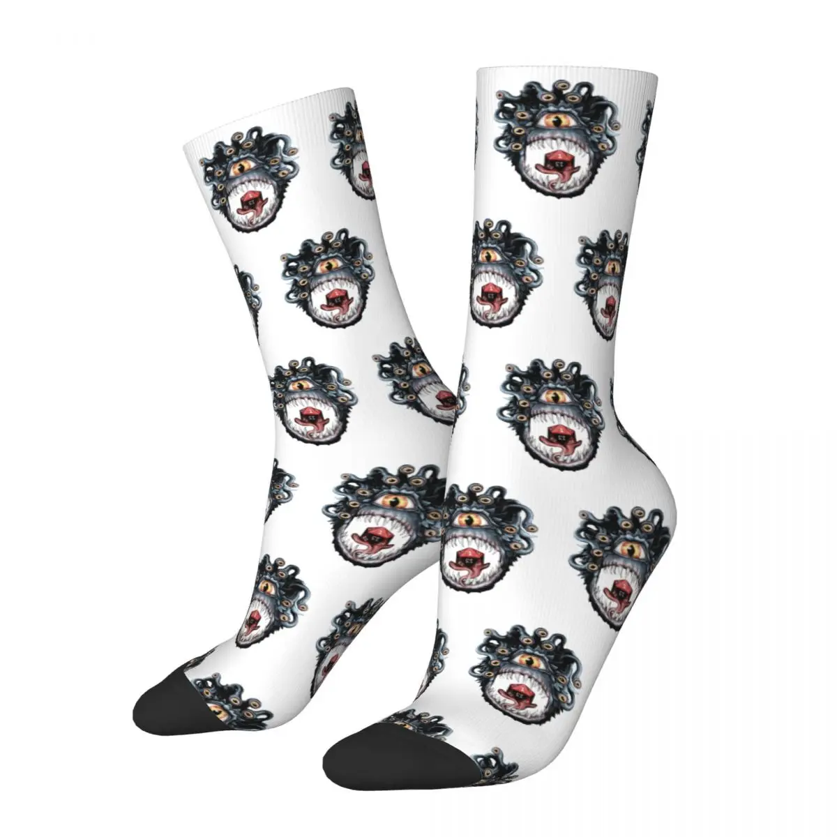 In The Beholder Socks Men Women Funny Dice Critical DnD Dragon Socks Harajuku Spring Summer Autumn Winter Middle Tube Socks Gift