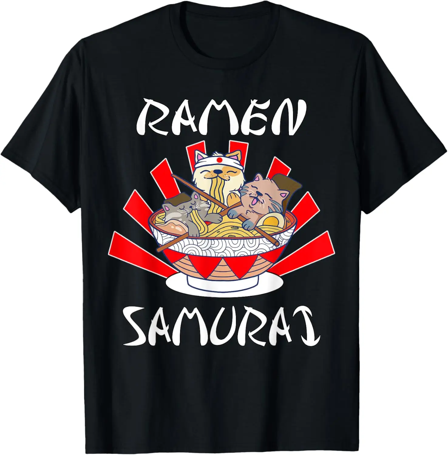 

Kawaii Cats Bathing In A Bowl Of Ramen Noodles T-Shirt