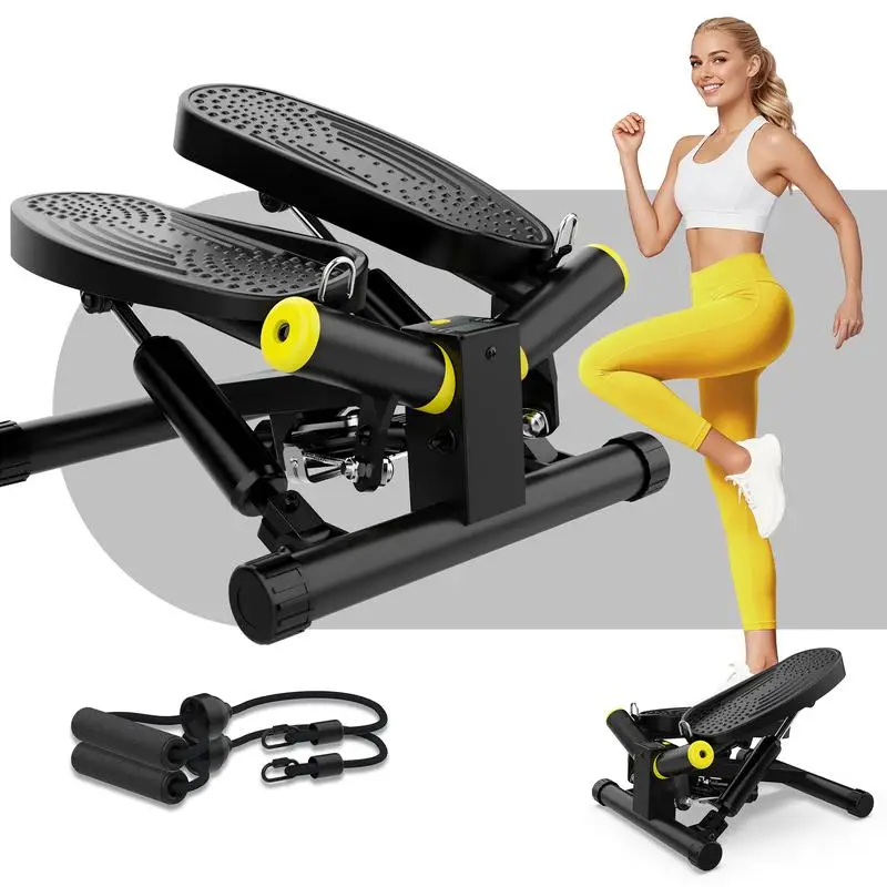 Dual Hydraulic Fitness System LCD Monitor 330Lbs Weight Butt Lifting Twisting Steppers with Resistance Bands