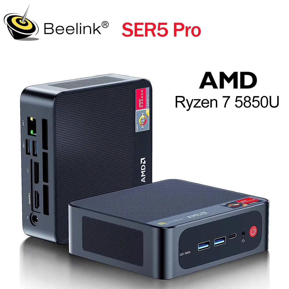 Мини-ПК Beelink SER5 Pro AMD Ryzen 7 5850U DDR4 16 ГБ 32 ГБ SSD 500 ГБ 1 ТБ Поддержка Wi-Fi6 BT5.2 4K HD 1000M Настольный компьютер