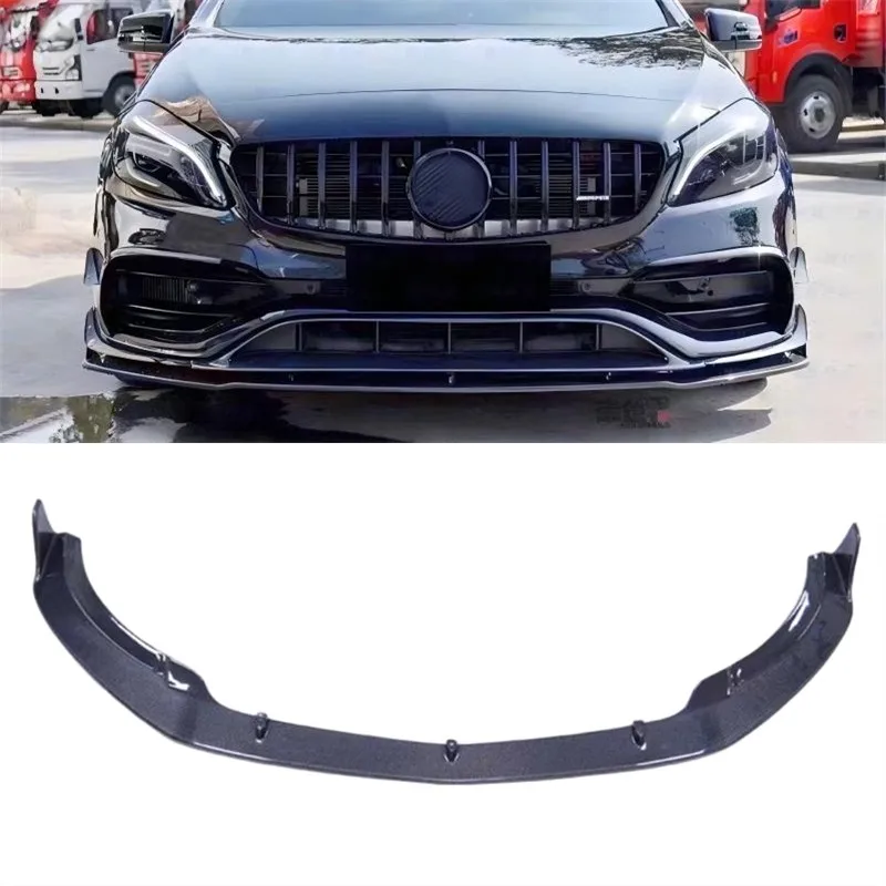 

For Mercedes Benz CLA45 AMG W117 W176 A45 2016 2017 2018 2019 ReaI Carbon Fiber Front Bumper Lip Spoiler Kit