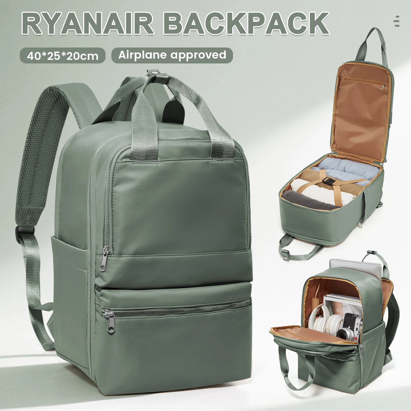 

Ryanair Cabin Max 40x20x25 Travel Backpack, Airplane Carry on Backpack Hand Luggage, Women Commuter Backpack Men Laptop Backpack