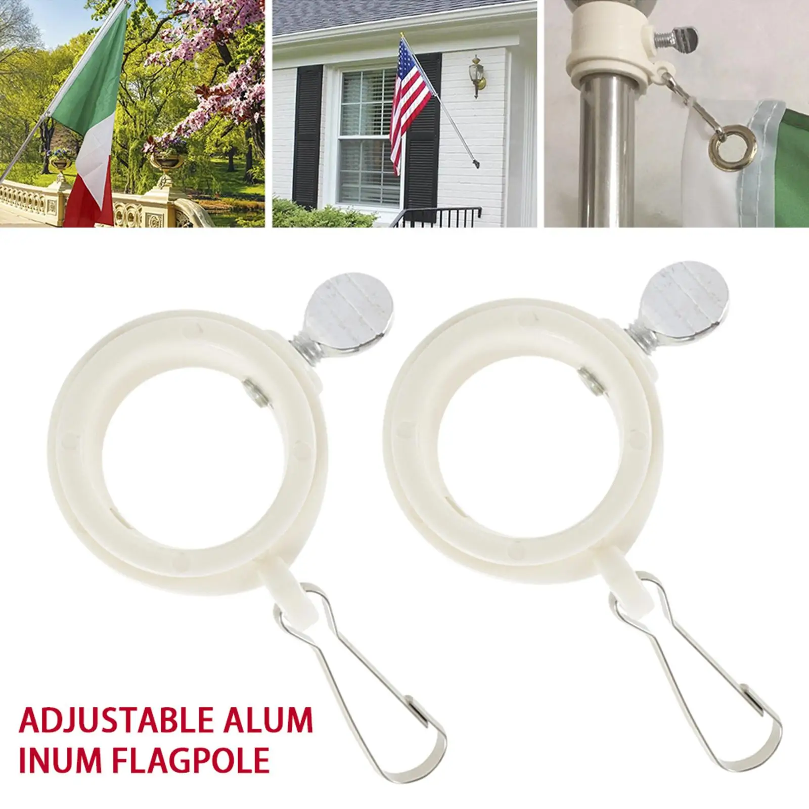 Flag Pole Mounting Rings Plastic 360 Degree Rotating Attachment Kit for Standard Outdoor Flag Poles