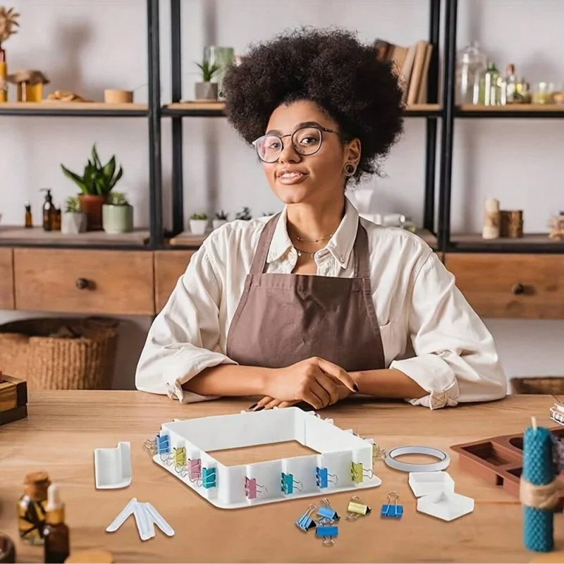 إطار شل قالب قابل لإعادة الاستخدام وقابل للتعديل، مجموعة تصنيع قوالب راتينج السيليكون، قالب صابون الشموع مع الموثق، أداة المجوهرات