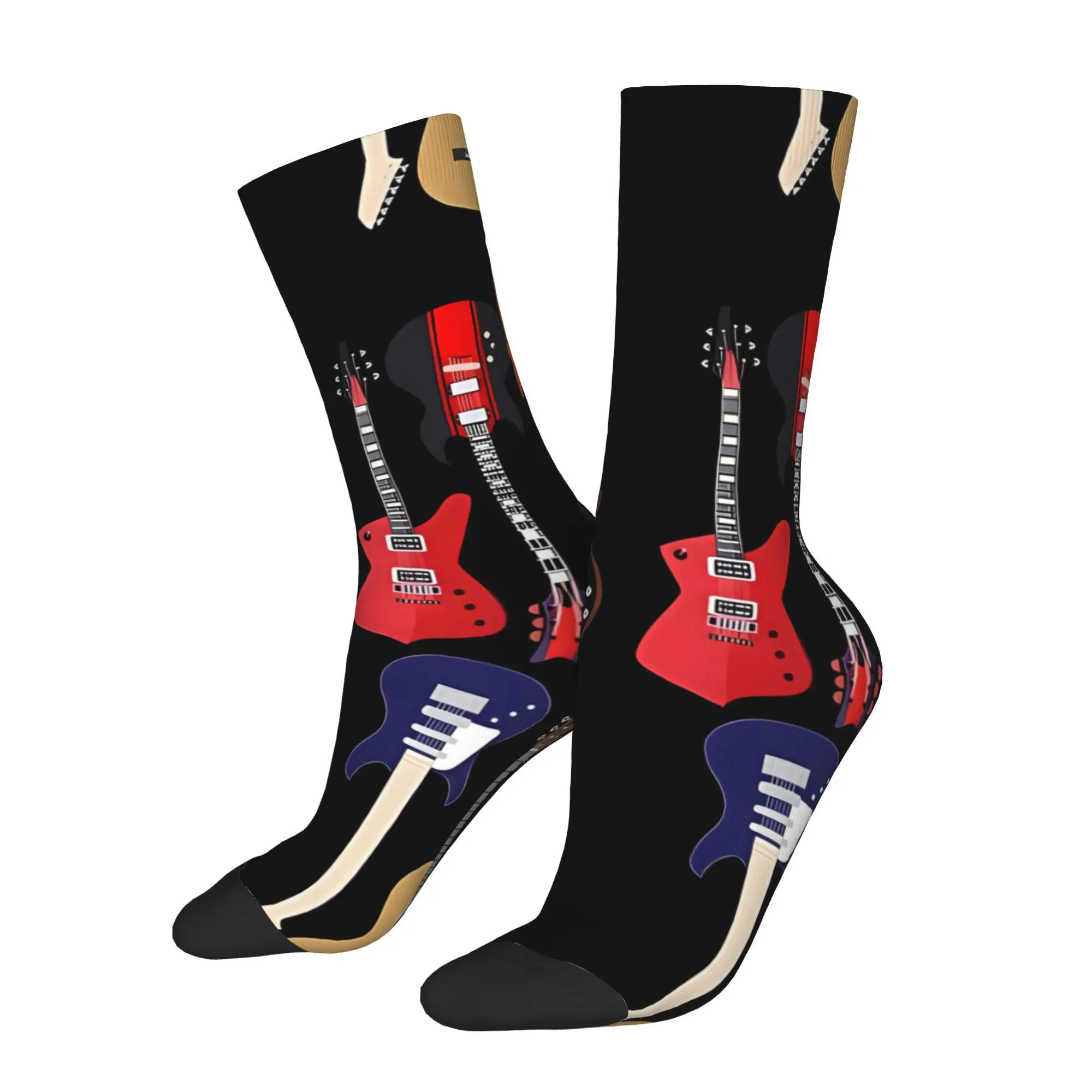 

Musician Different Types Of Guitar Sock Printed Man Polyester Fashion