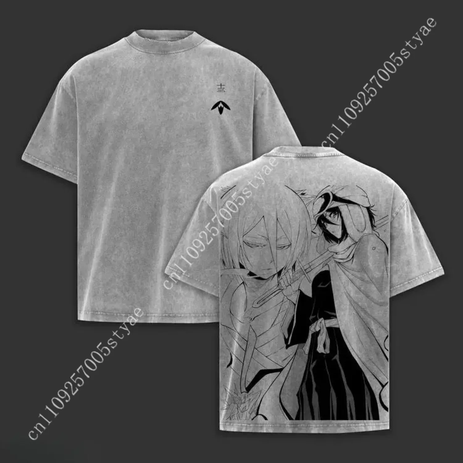 

BLEACH Kuchiki Rukia Anime Printed Tee Men Women Washed Cotton T-shirts Manga Vintage T Shirt Harajuku Male Short Sleeve Tshirt