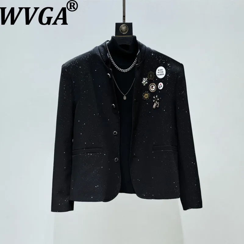 

WVGA Spring Autumn New Men Tide Stand Collar Trendy Blazers Niche Chc Casual Chest Pin Medal Decoration Trendy Suit Coats W15430