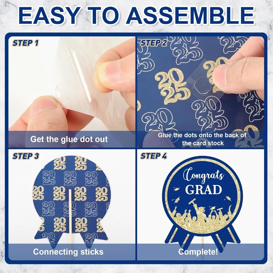 2025년 졸업 파티 장식 테이블 센터피스 스틱 졸업 파티 용품 반짝이는 테이블 토퍼 장식