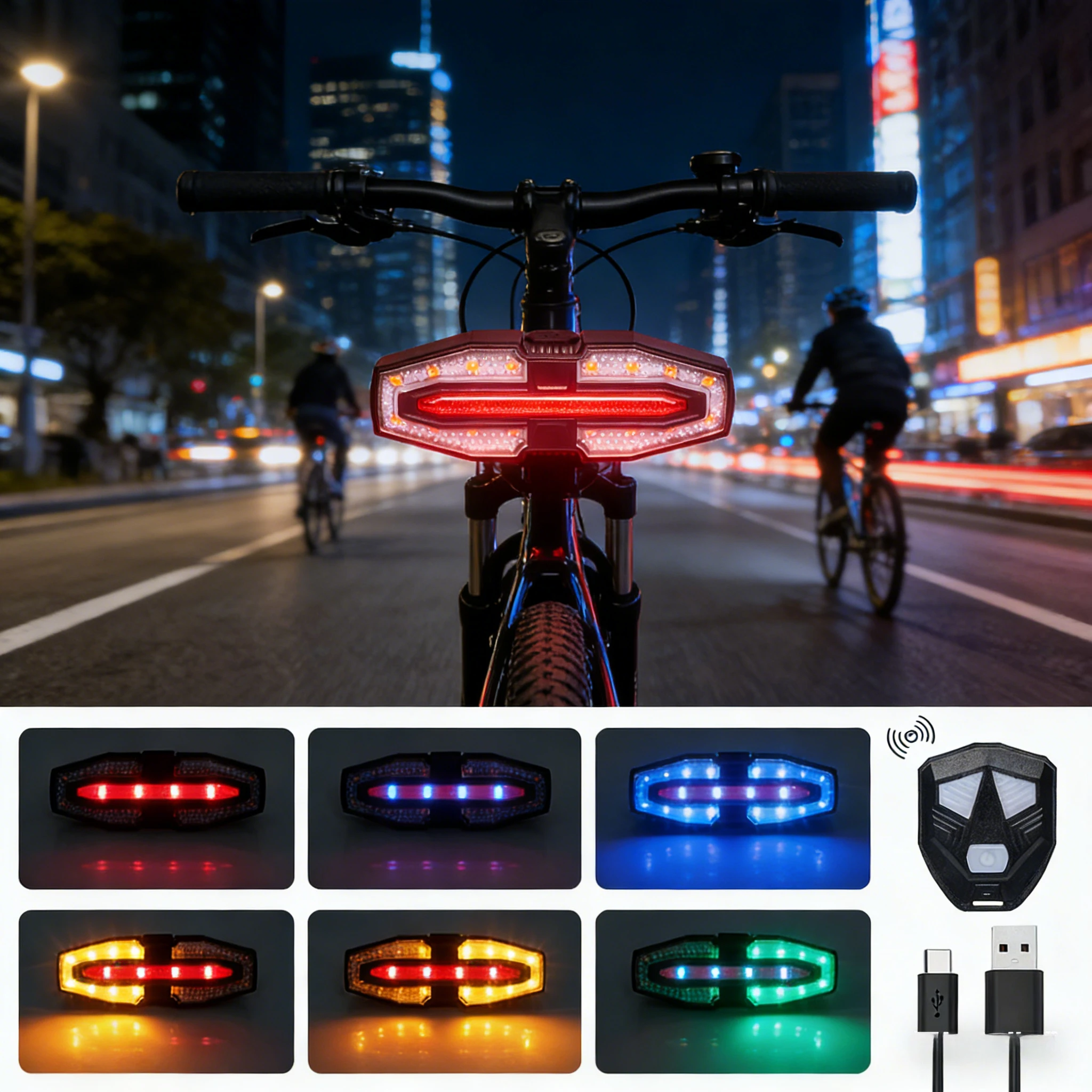 

Bike Tail Light with Turn Signals | Wireless Remote Control | Rechargeable Safety Warning Light