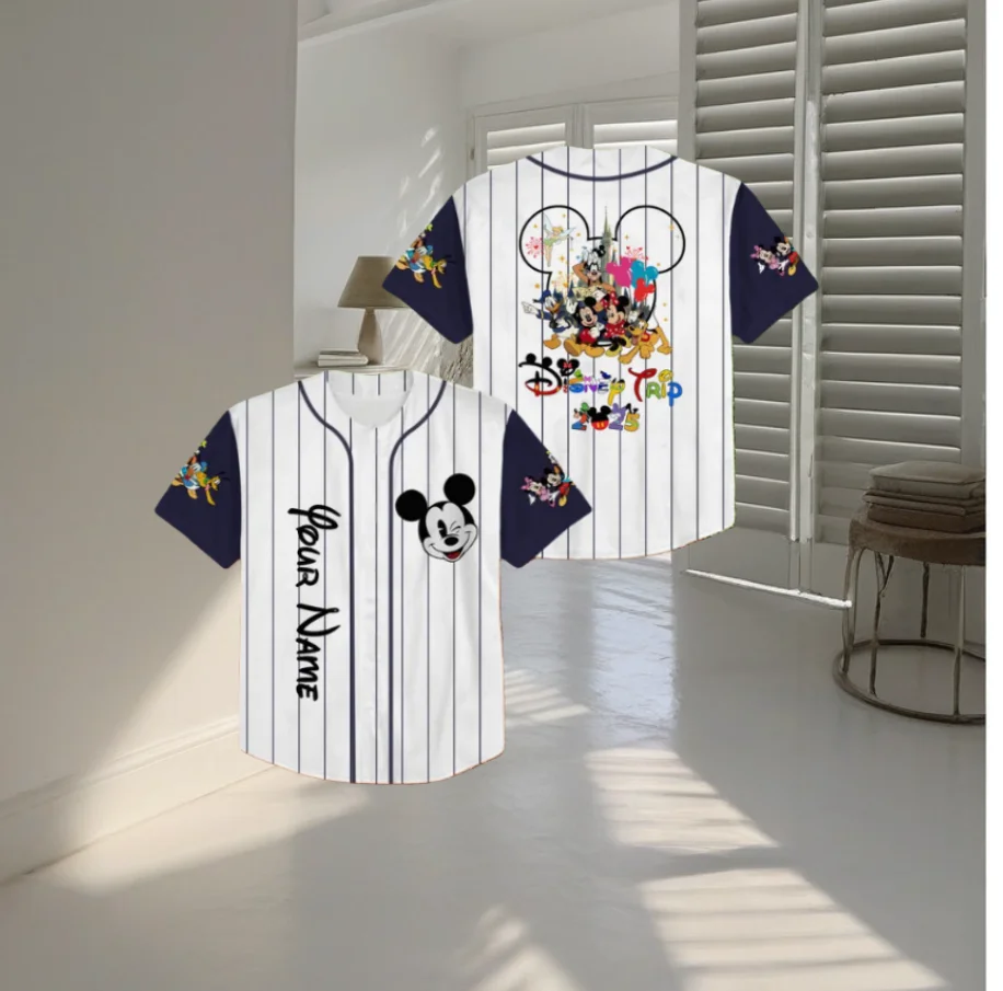 2026 قميص بيسبول صيفي ديزني ميكي لكل من الرجال والنساء، ملابس عصرية وعصرية، تي شيرت، بلوزة كاجوال فضفاضة #3