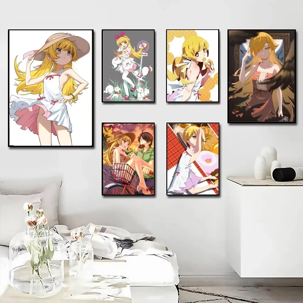 Oshino Shinobu Anime Kizumonogatari cartel arte impreso Bar muebles de sala de estar Decoración