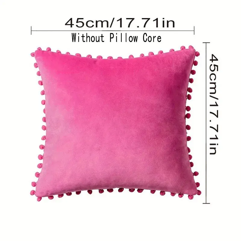 Velvet Throw Pillow Covers With Tassels, Decorative Throw Pillow Covers Soft Solid Color Square Pillow Case For Couch Home Sofa