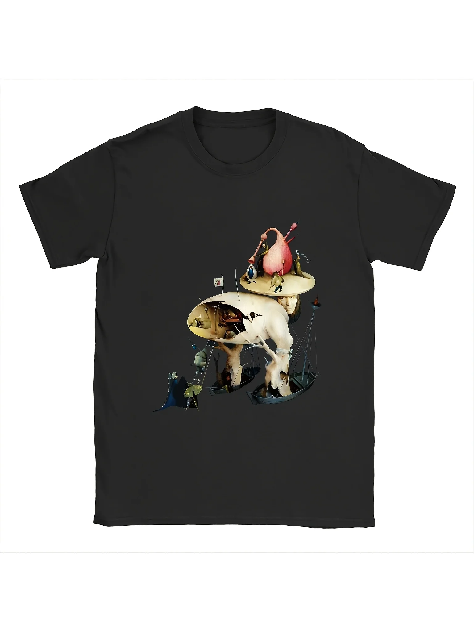 Men's Women's Hieronymus Garden of Earthly Delights T-Shirt Iconic Dutch Art Print Crew Neck Tee for Parties Casual Wear