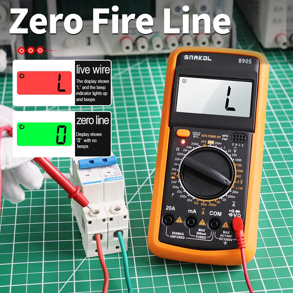 

SNAKOL 890S 1999 Counts Digital Multimeter AC/DC Voltage Current Tester Electrical Test Meter Profesional Analog Multimetro