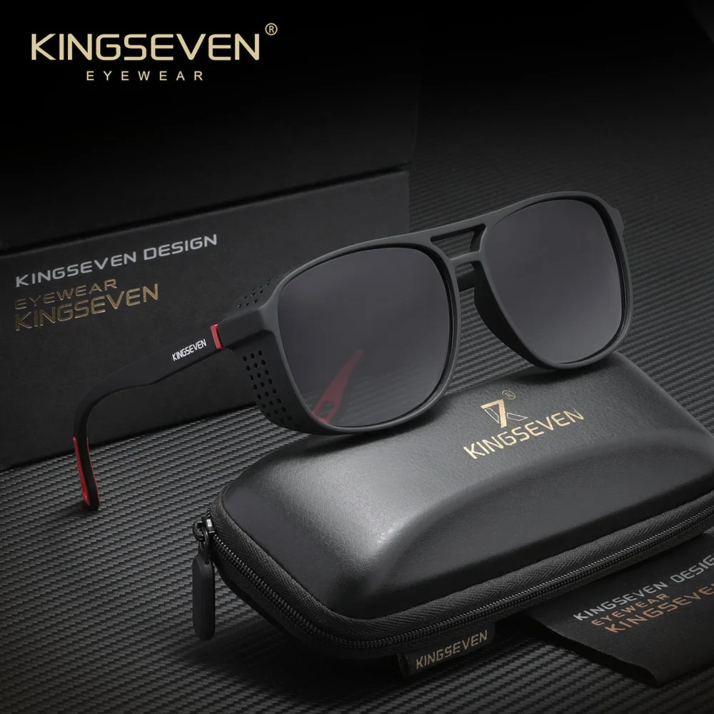 

KINGSEVEN винтажные солнцезащитные очки в стиле панк для мужчин, очки для путешествий и вождения, поляризационные UV400, удобные очки