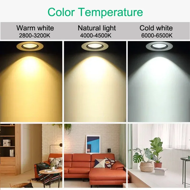 Faretti LED COB da incasso dimmerabili 5W 7W 9W 12W 15W 18W Faretti regolabili ad angolo AC85 ~ 265V Lampada da soffitto a LED Illuminazione per interni