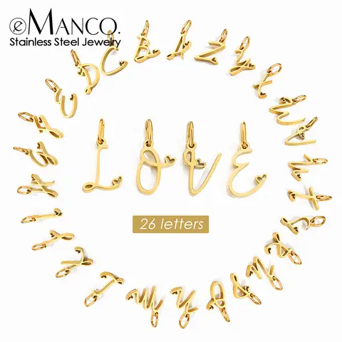 eManco Classic Stainless Steel Heart Alphabet Charms Pendant DIY Accessories Initials  A-Z  Making  Necklace Bracelet
