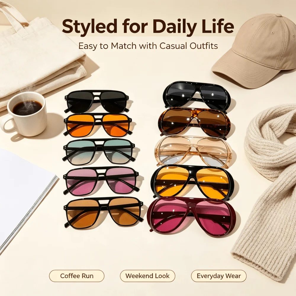 10 Pairs of Multi-color Sunglasses Sets of Different Versions, European and American Style Large-frame Sunglasses, Daily Shape Matching Accessories for Men and Women