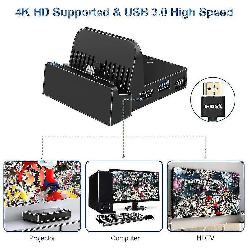 for NS SWITCH 4K Video Type C to HDMI TV Adapter USB 3.0 2.0 Nintendo SWITCH OLED Docking Station Charger Dock Set