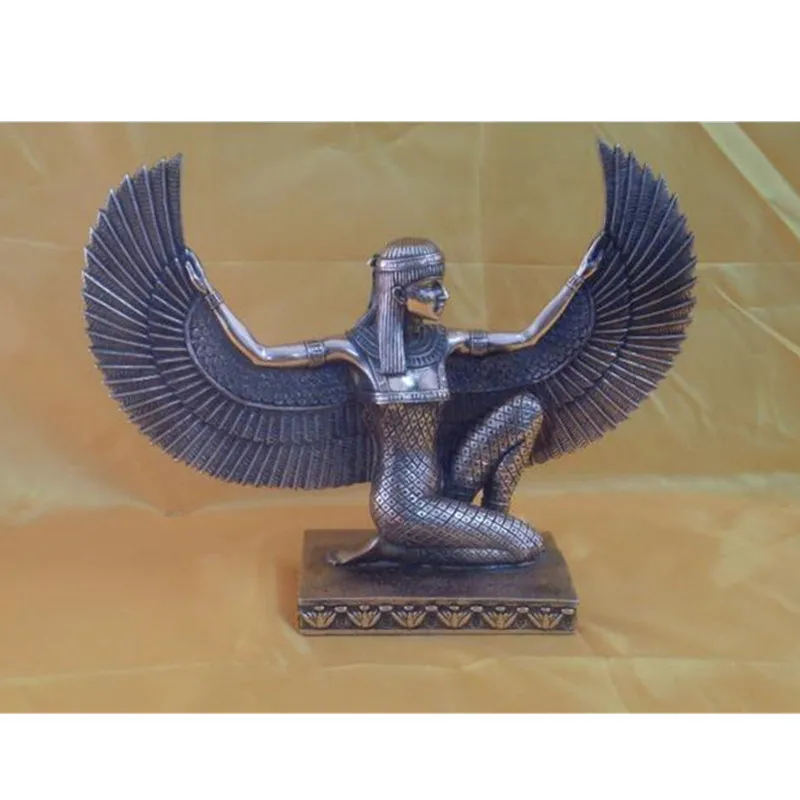 

EGYPTIAN MYTHOLOGY GODDESS OF LIFE ISIS COPPER PLATING RESIN ART&CRAFT STATUE CREATIVE HOME ANCIENT EGYPT STYLE DECOR