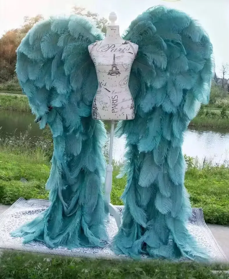 Ostrich Beautiful Soft Feather Angel Wings Amazing photography Prop Wedding Anniversary Party Decor 170CM Carnival Singer Outfit