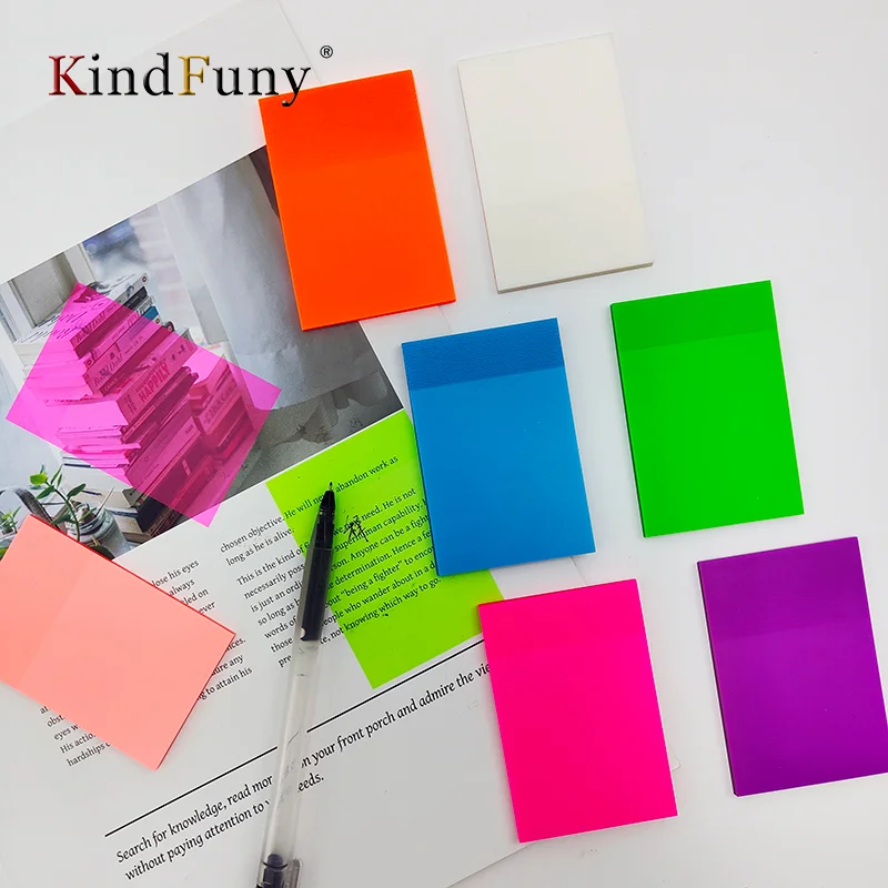 

KindFuny 210pcs Transparent Sticky Notes Posted It Memo Pad Scrapes Stickers Waterproof Clear Notepad School Stationery