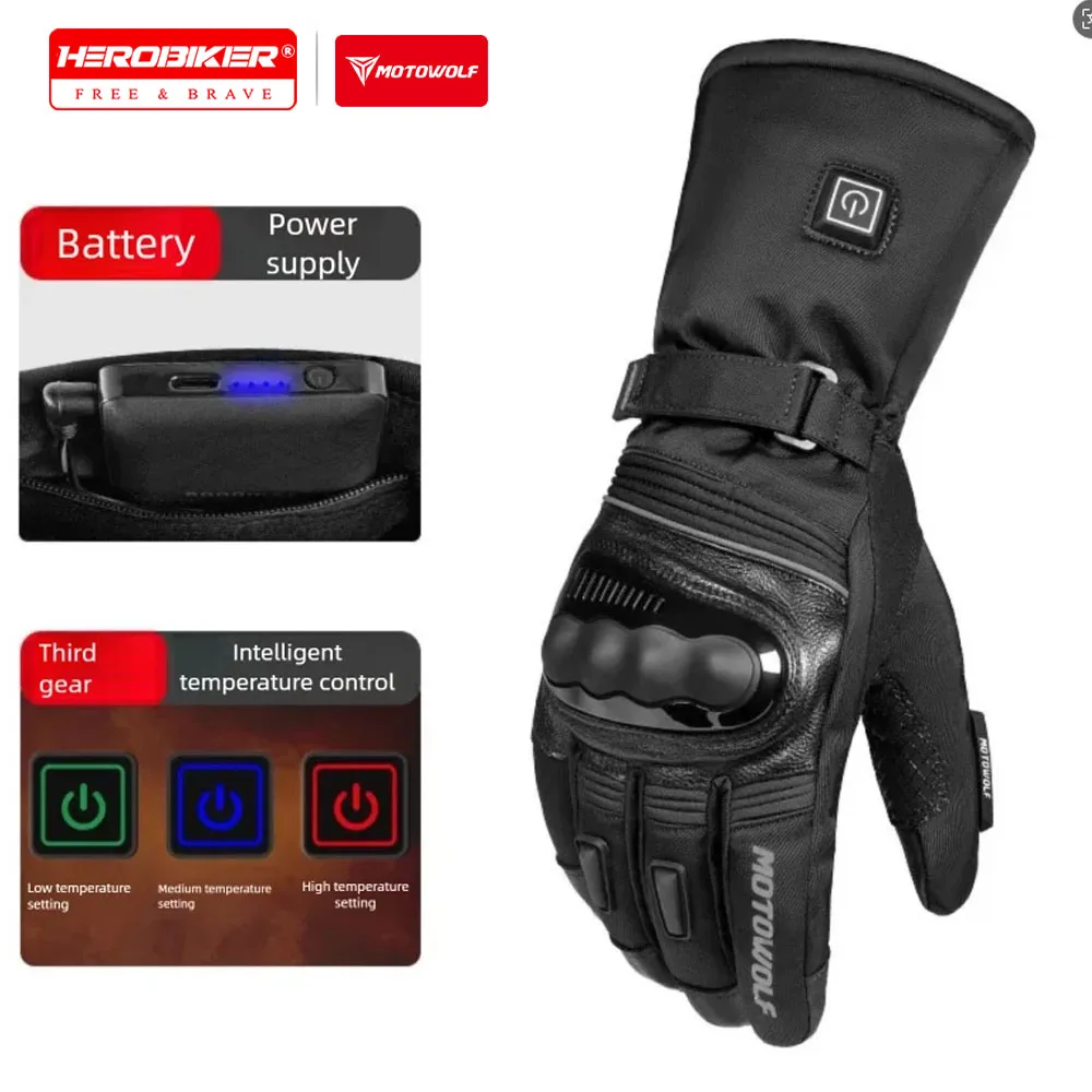 

Heated Motorcycle Gloves Heated Electric Scooter Gloves Winter Moto Heated Gloves Warm Waterproof Rechargeable Thermal Gloves