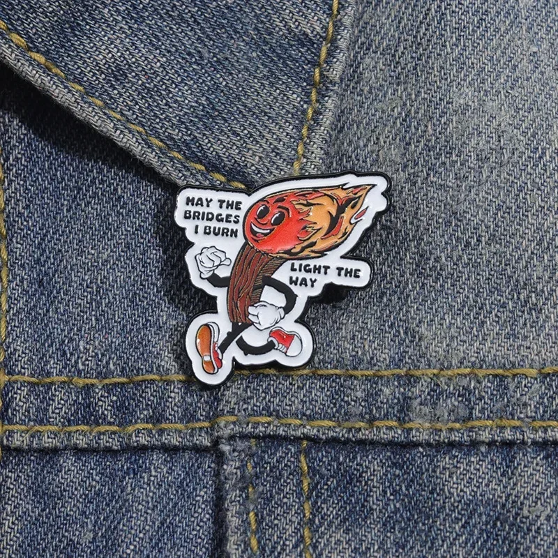 Cartoon English Phrase Brooch Creative Running Match Shaped Commemorative Accessory Alloy Badge Pins for Backpacks Pin Badges