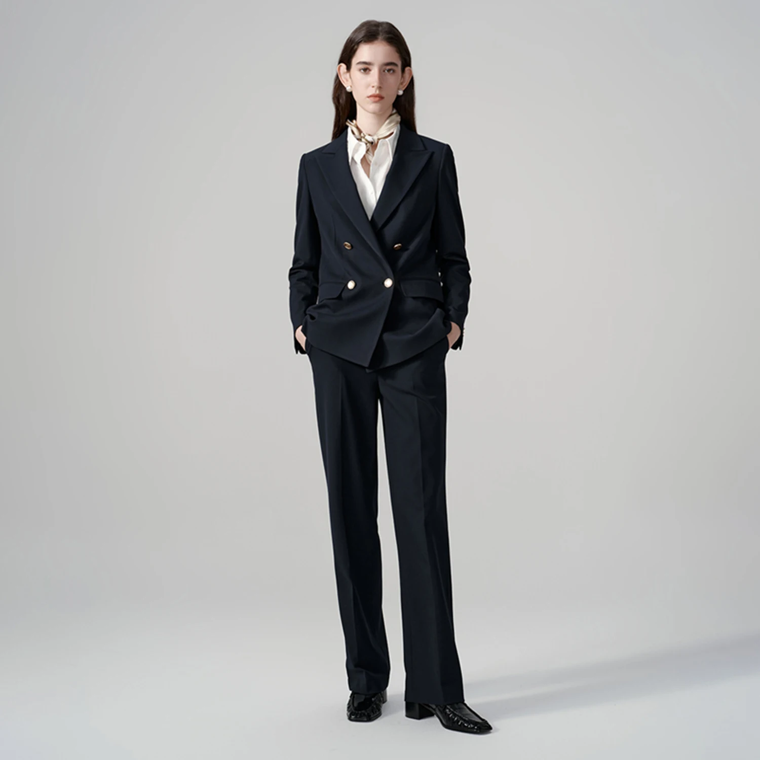 Allingentle レディース パンツスーツ クラシック ダブルブレスト ブレザー レディース 2ピースセット オフィス ビジネス ファッション カスタマイズ可能