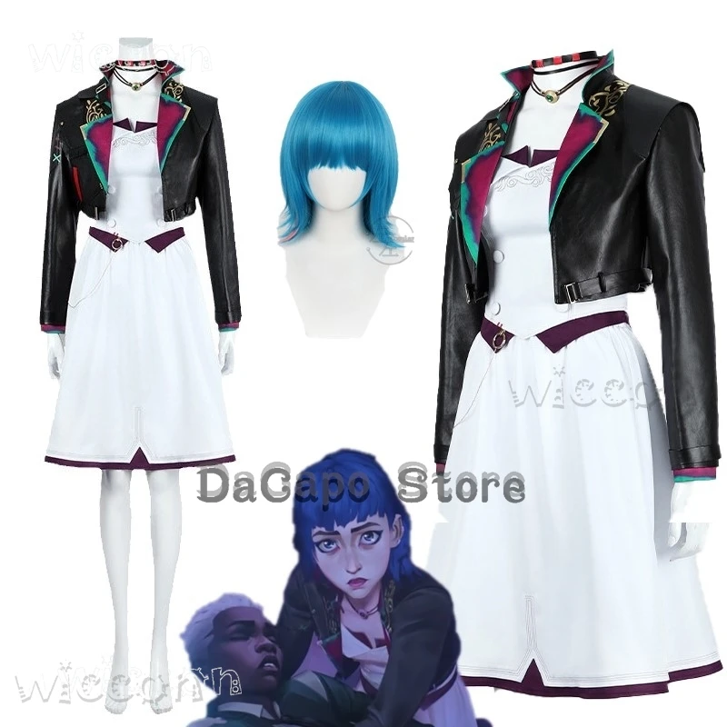 

Arcane S2 Anime Jinx Dress Suit Dancing Outfit Shorts Hair Cosplay Costume Wig Powpow Powder Jinx Halloween Party Clothes Cos