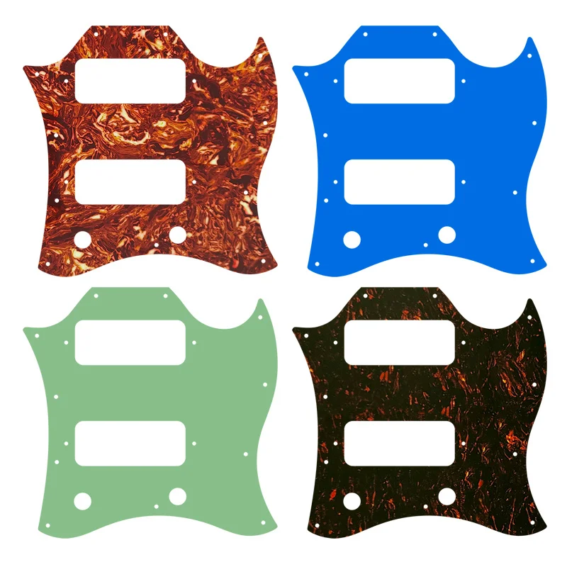 

5pcs Guitar Parts - For Standard Full SG Style Route P90 Pickups Guitar Pickguard Scratch Plate Flame Pattern