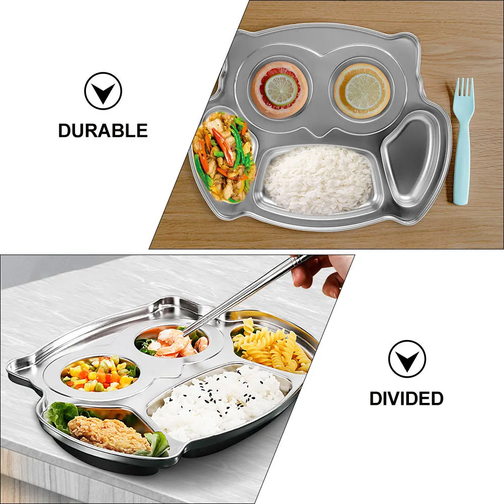 

2pcs Stainless Dinner Plate Sectioned Food Tray For Kids Bariatric Diet Portion Control Divided Dish Home Microwave