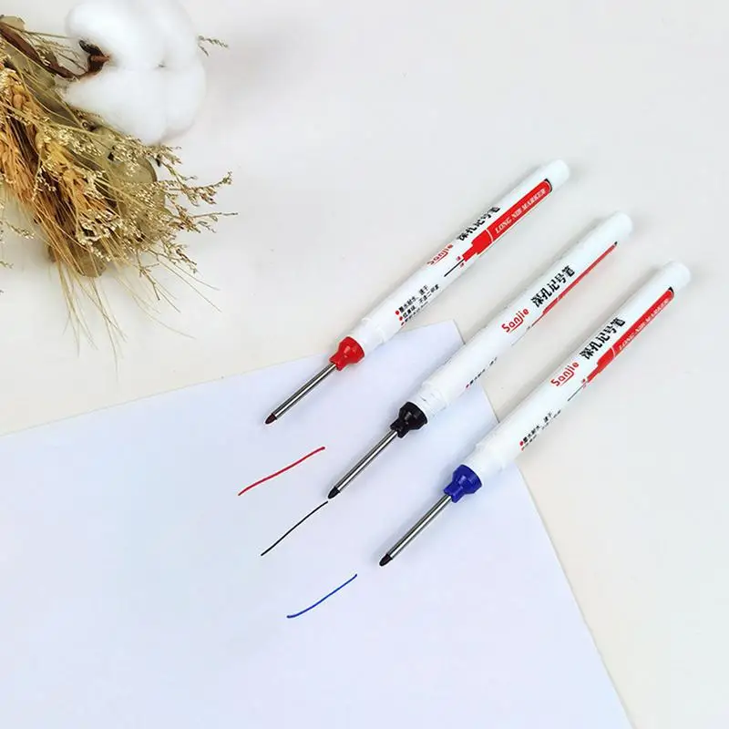 

Deep Hole Marker Pens Waterproof Wood Glass Pen Colorfast Markers Carpentry Accessories For Electric Drilling Glass Installation