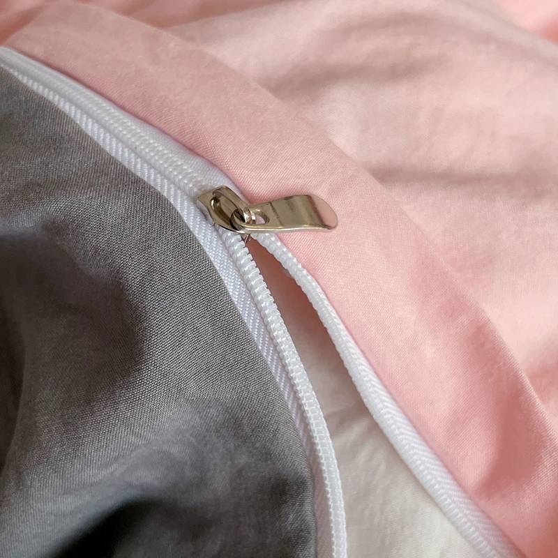 Simple Pink Grey Duvet Cover Fashion Solid Color Bedding Set 3pcs Polyester Comforter Cover Bedroom Quilt Cover 2 Pillowcases