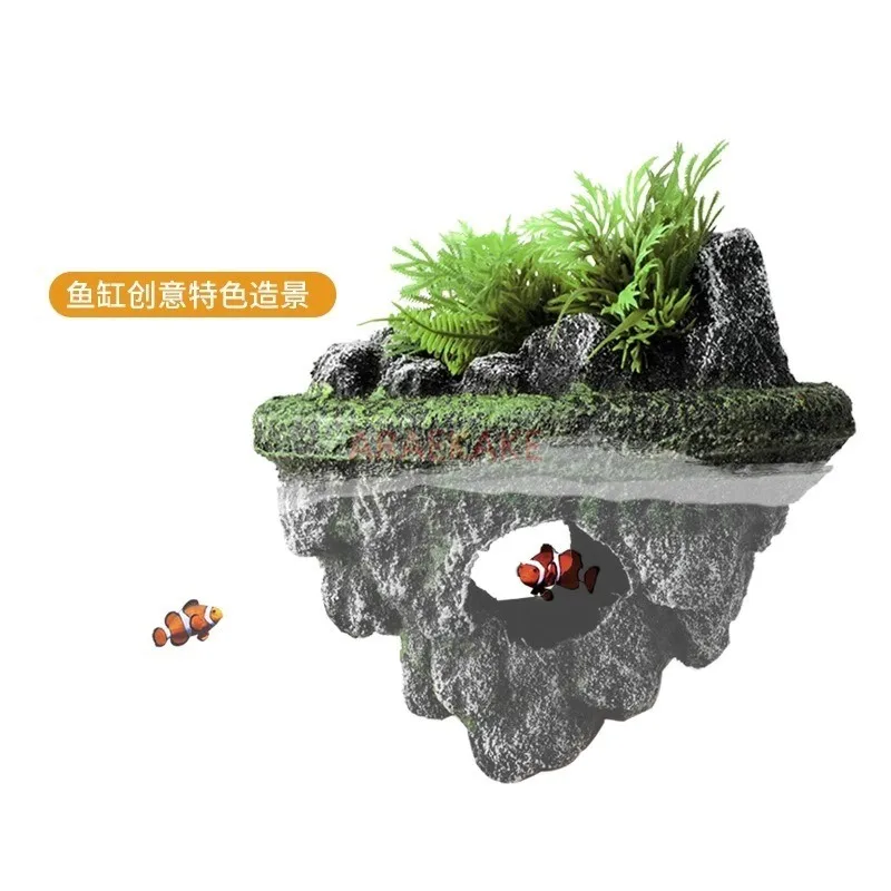 Fish tank landscaping suspended stone floating ornaments simulation decoration floating stone ecological setting rockery landsca