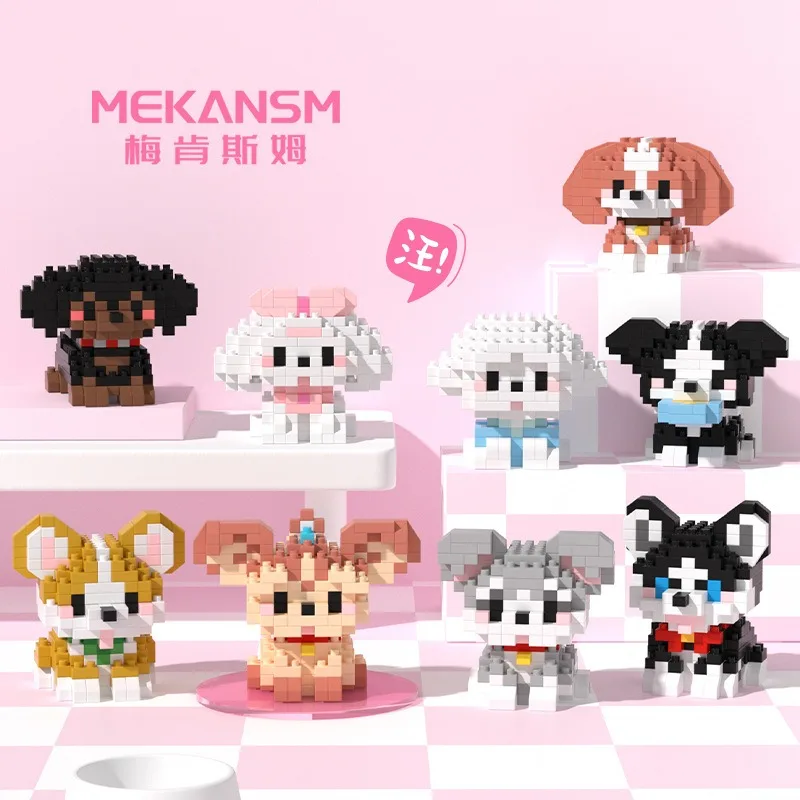 Mini Cute Pet Cat Series Creative Assembly Building Blocks Cat Dog Toy Model Corgi Sled Dog Building Blocks Toy Decorations
