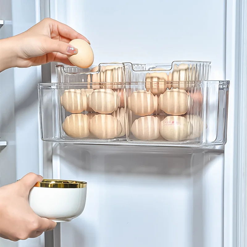 

1pcs Refrigerator Food Storage Box Large Capacity Square Refrigerator Side Door Storage Box For Egg Fruit Vegetable Kitchen Tool