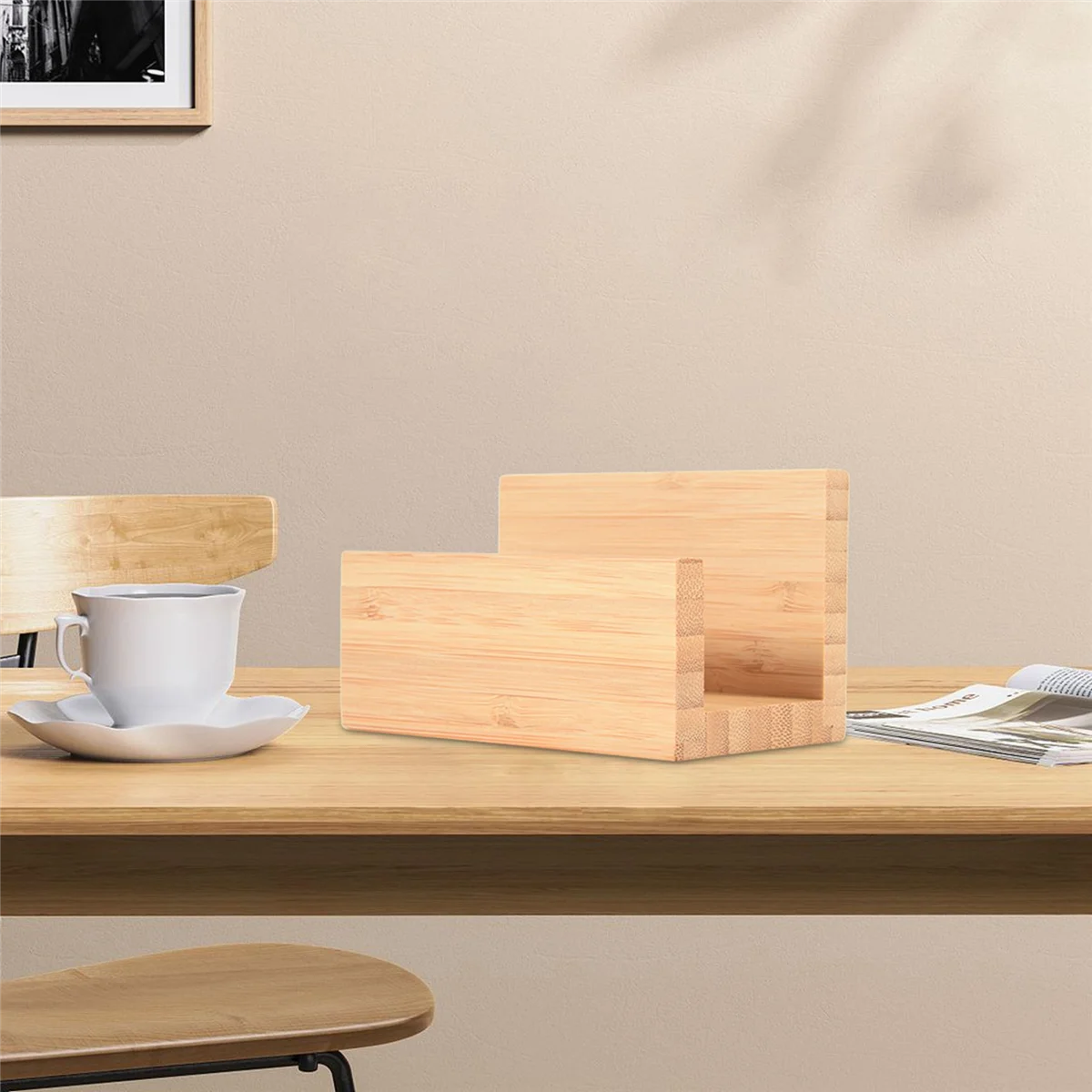 SLQZT Porta biglietti da visita da tavolo in legno di bambù per scrivania Robusto espositore per biglietti da visita per ufficio adatto per uomini e donne