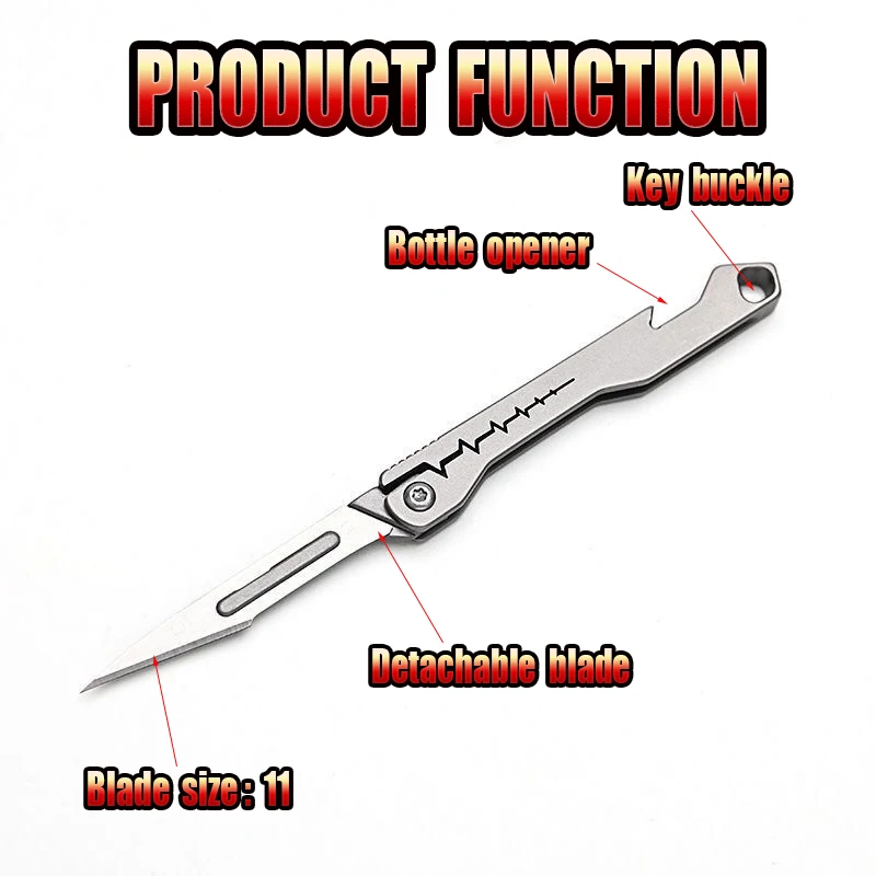 فتاحة زجاجات صغيرة من التيتانيوم قابلة للطي سكينة متعددة الوظائف محمولة تفريغ سلسلة مفاتيح البريد أداة EDC للتخييم في الهواء الطلق #6