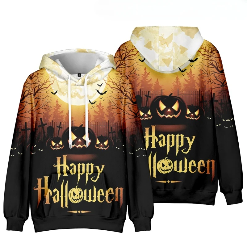 Happy Halloween Pumpkin Funny Hoodie Hip Hop Graphic Sweatshirts Poleron Hombre Unisex Streetwear Harajuku Tracksuit